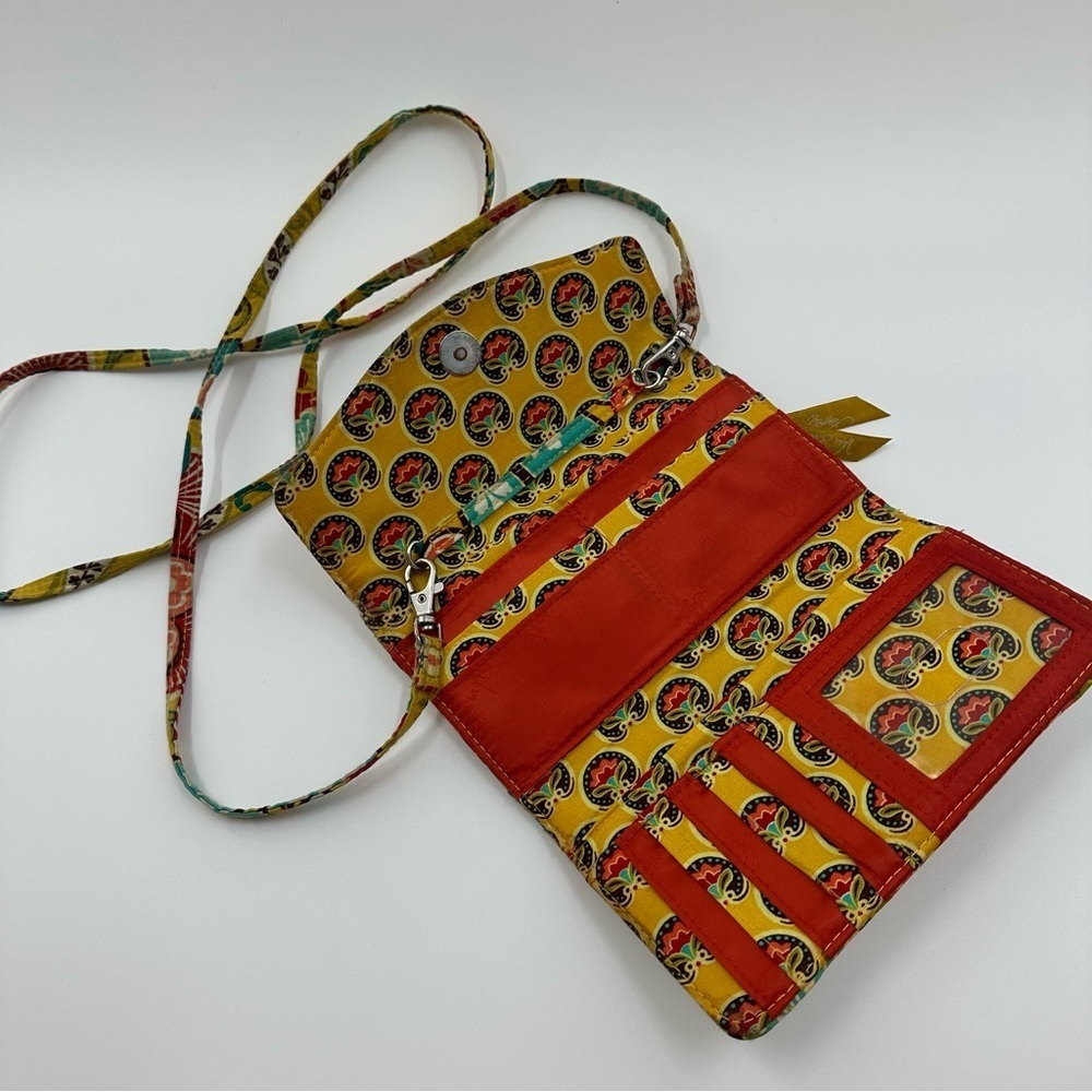 Vera Bradley Yellow Paisley Floral Convertible Hand Wallet / Crossbody - Picture 3 of 6